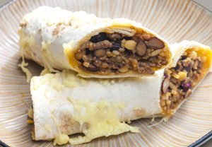 beef, cheese, and bean burrito